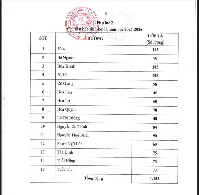 Quận 1- TP HCM công bố kế hoạch, chỉ tiêu tuyển sinh mầm non, lớp 1, lớp 6 - Ảnh 1.