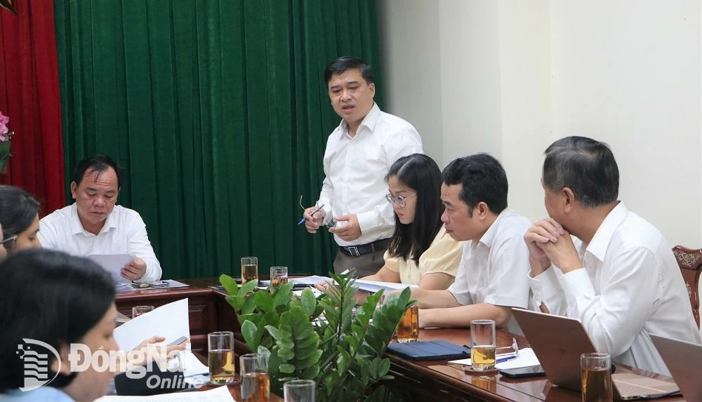 Phó chủ tịch UBND tỉnh Hồ Văn Hà phát biểu ý kiến tại buổi làm việc. Ảnh: Phạm Tùng