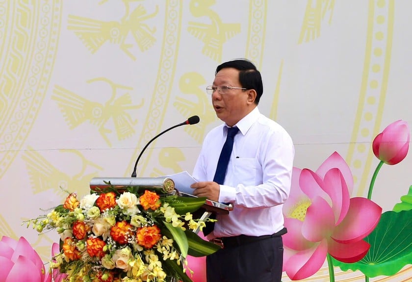 Phó Chủ tịch UBND TP Hải Phòng Lê Đức Thọ phát biểu tại buổi lễ.