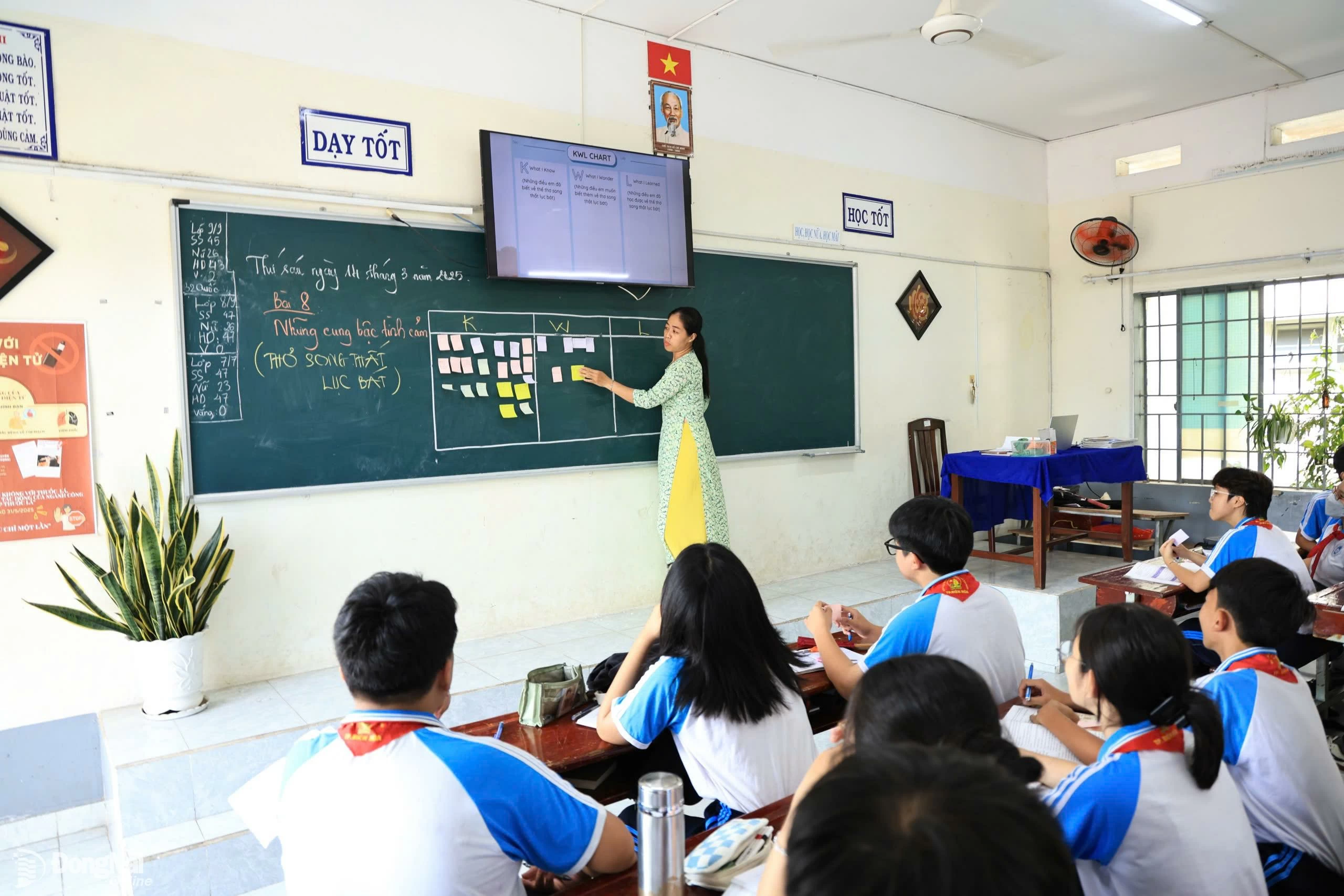 សិស្សសាលាអនុវិទ្យាល័យ Tran Hung Dao (ទីក្រុង Bien Hoa) អំឡុងពេលរៀន។ រូបថត៖ Cong Nghia
