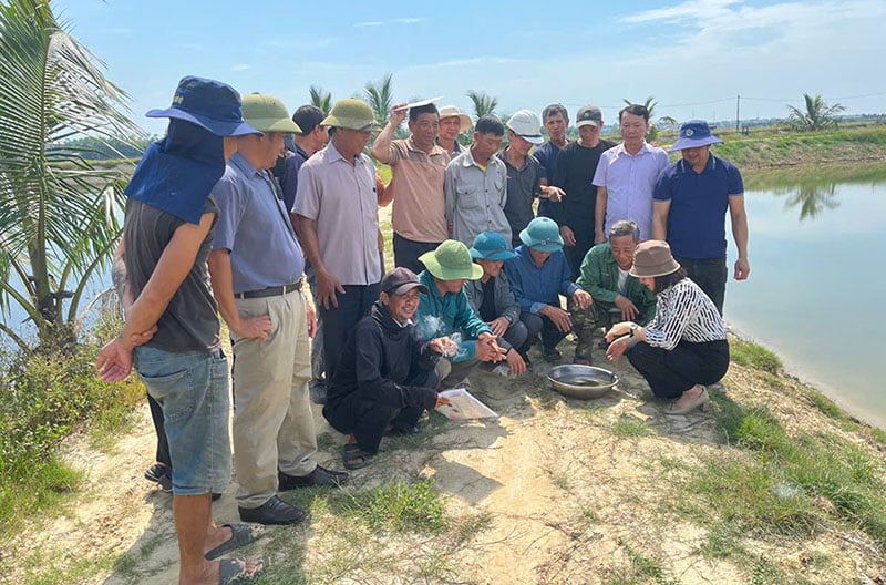 Các học viên tham gia tập huấn về nuôi trồng thủy sản.