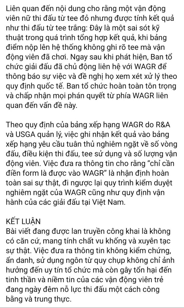 Nghi vấn golfer Việt Nam có tên trên bảng xếp hạng golf nghiệp dư thế giới theo cách thiếu trung thực ảnh 3
