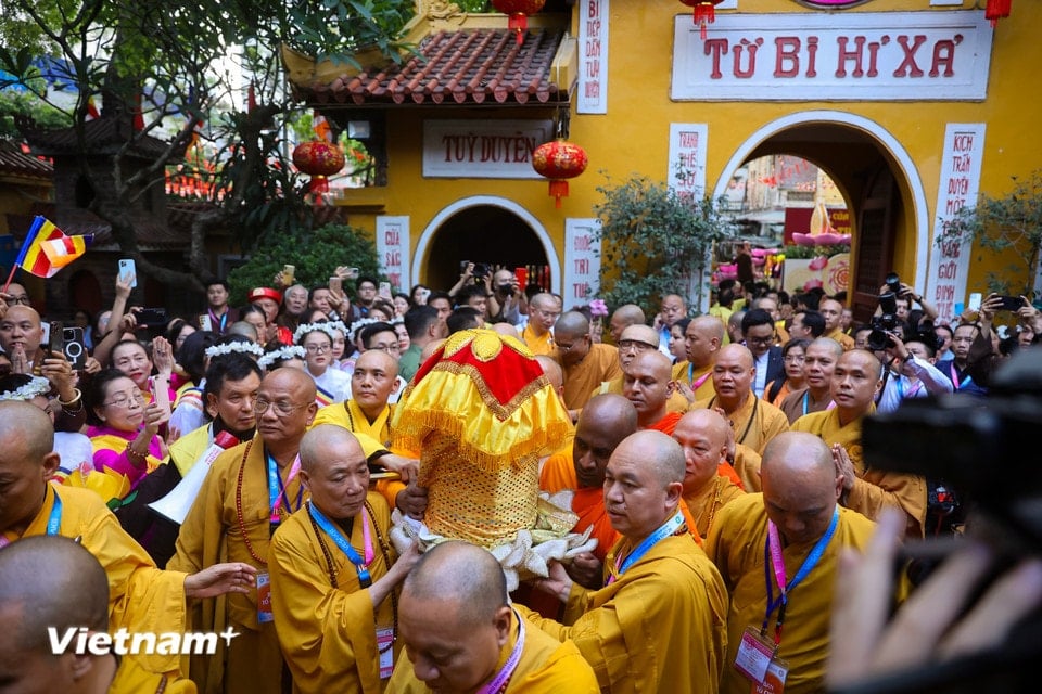 Chùa Quán Sứ - Trụ sở Trung ương Giáo hội Phật giáo Việt Nam là điểm thứ 3 trong 4 điểm cung nghinh xá lợi Đức Phật dịp Đại lễ Vesak Liên hợp quốc 2025. (Ảnh: Hoài Nam/Vietnam+)