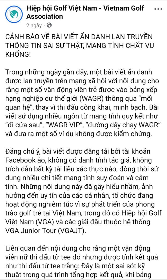 Nghi vấn golfer Việt Nam có tên trên bảng xếp hạng golf nghiệp dư thế giới theo cách thiếu trung thực ảnh 2
