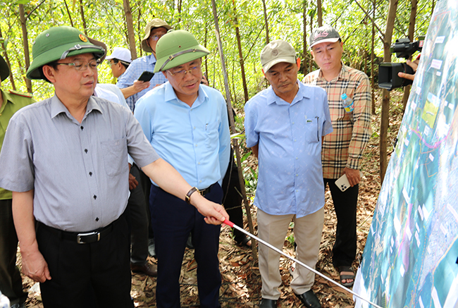 Provincial Party Secretary Ho Quoc Dung surveys Vung Chua mountain