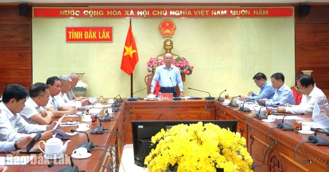 Phó Chủ tịch UBND tỉnh Trương Công Thái phát biểu tại cuộc họp.