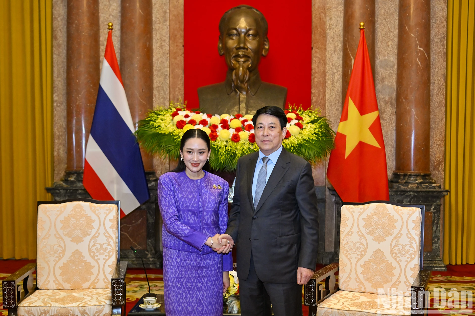 [Ảnh] Chủ tịch nước Lương Cường tiếp Thủ tướng Vương quốc Thái Lan Paetongtarn Shinawatra ảnh 1