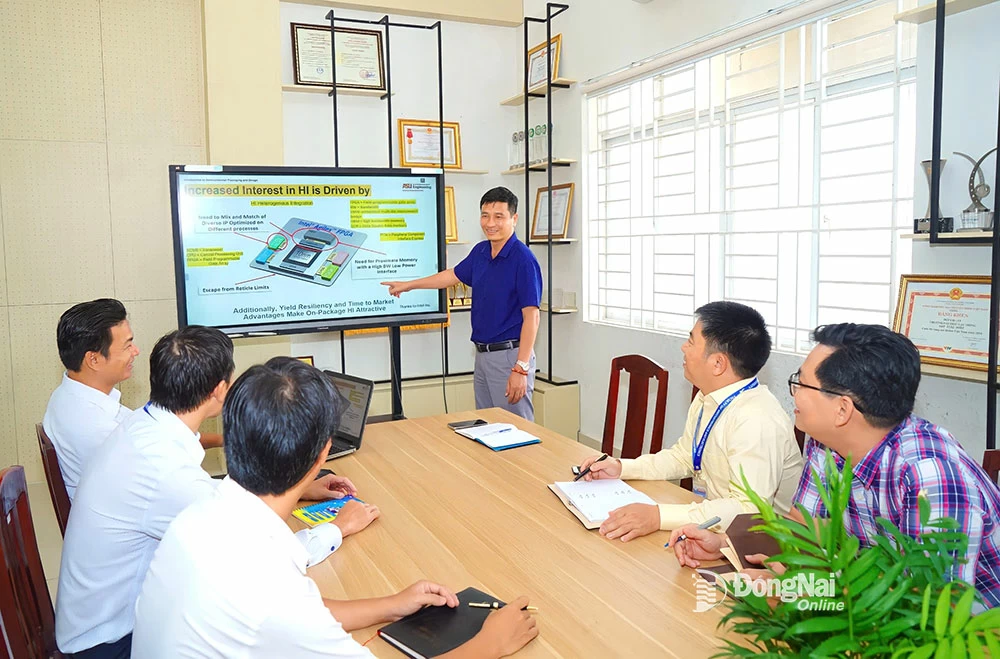 PGS-TS Nguyễn Vũ Quỳnh, Phó hiệu trưởng Trường đại học Lạc Hồng, trong buổi sinh hoạt chuyên môn về khoa học tại trường. Ảnh: NVCC