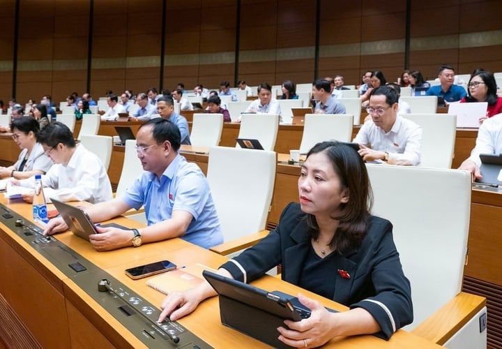 Các đại biểu Quốc hội bấm nút thông qua nghị quyết. (Ảnh: Quochoi.vn)