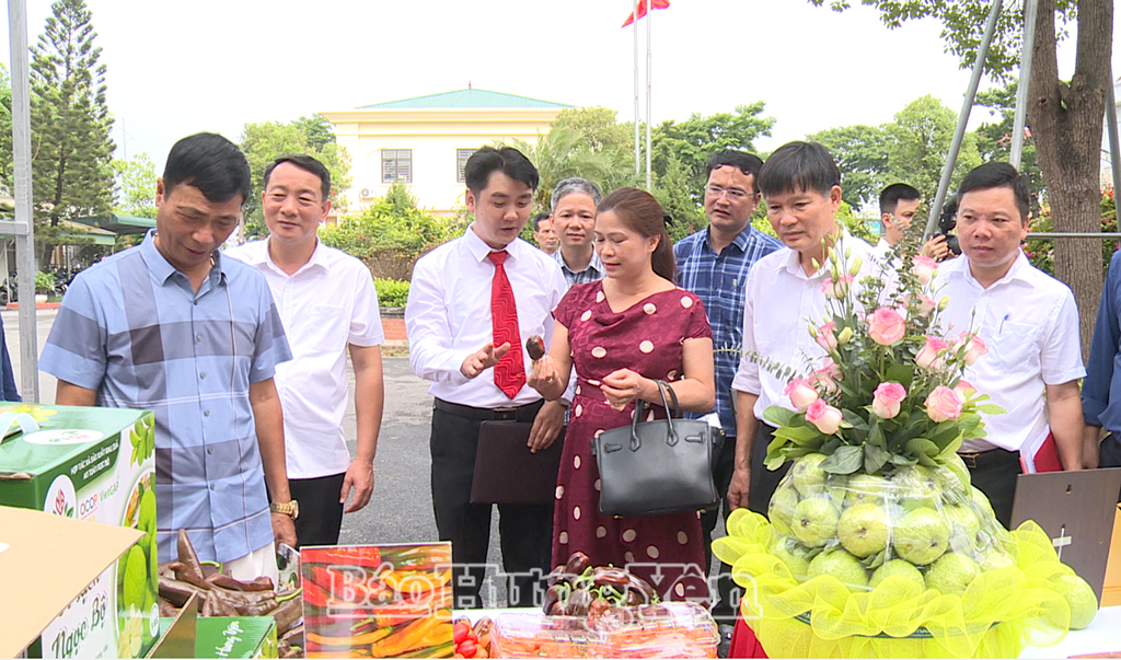 Các đại biểu tham quan gian hàng trưng bày, giới thiệu sản phẩm chủ lực của Văn Giang
