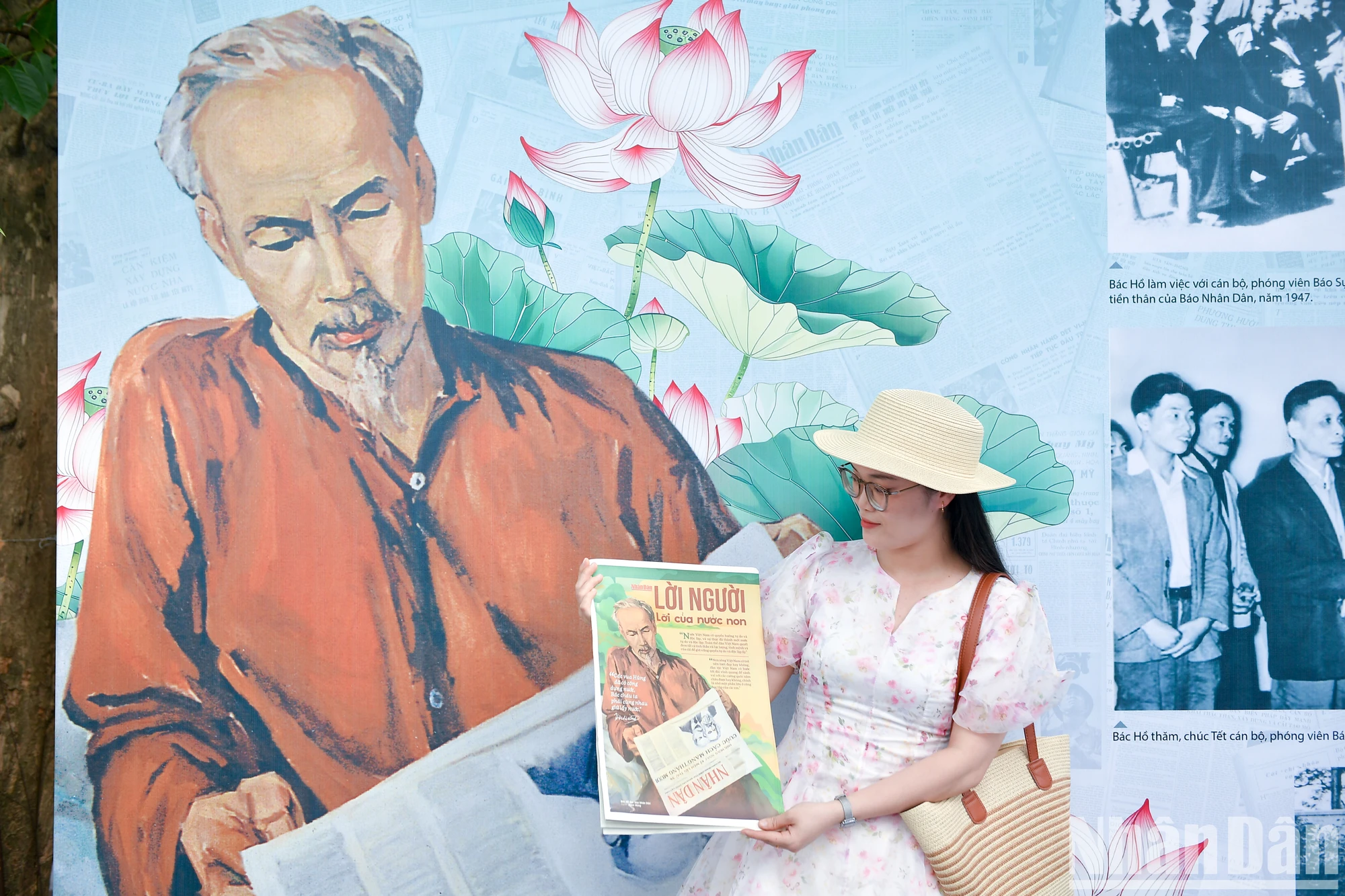 [រូបថត] យុវជនជាច្រើនបានអត់ធ្មត់ជាជួរក្រោមពន្លឺព្រះអាទិត្យដ៏ក្តៅគគុក ដើម្បីទទួលបានអាហារបំប៉នពិសេសពីកាសែត Nhan Dan រូបថត 10