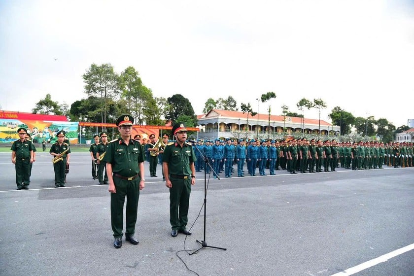 Thiếu tá So Thanh Tuấn trong một sự kiện ở đơn vị.