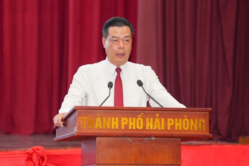 Trưởng Ban Tuyên giáo và Dân vận Thành ủy Hải Phòng Phạm Văn Thép phát biểu tại tọa đàm.