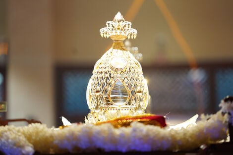ទិដ្ឋភាពជិតព្រះសារីរិកធាតុនៅវត្ត Thanh Tam ទីក្រុងហូជីមិញ