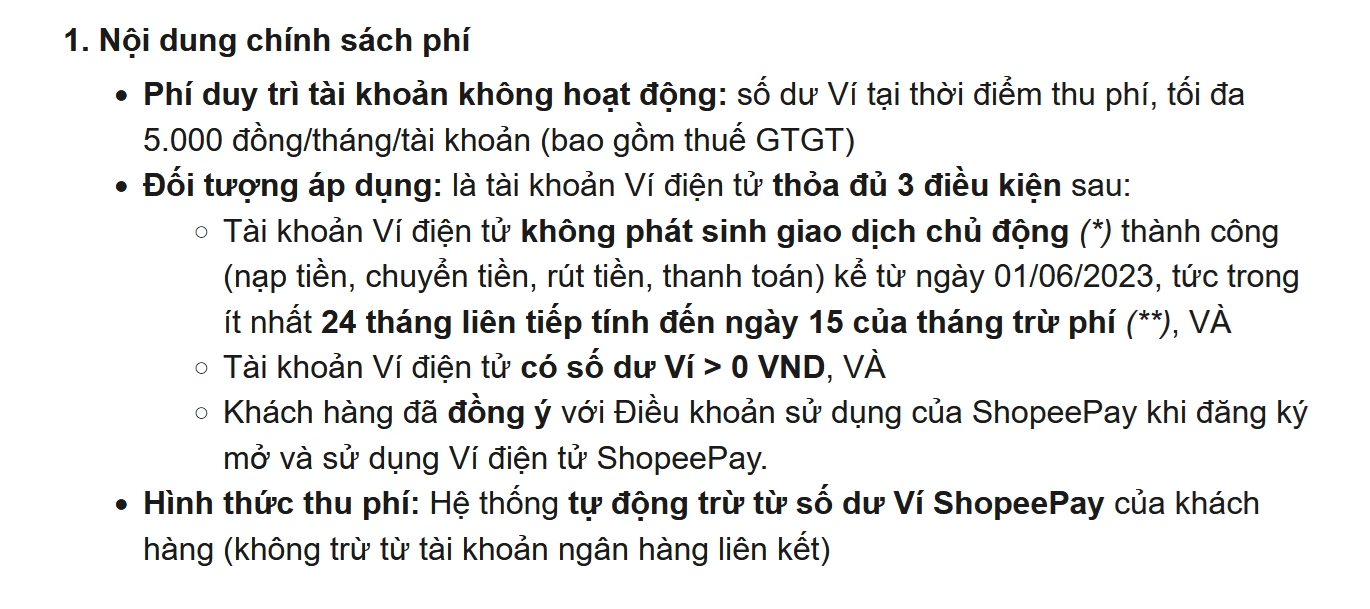 Ví ShopeePay thu phí tài khoản không sử dụng, cần làm gì để tránh mất tiền? - 1
