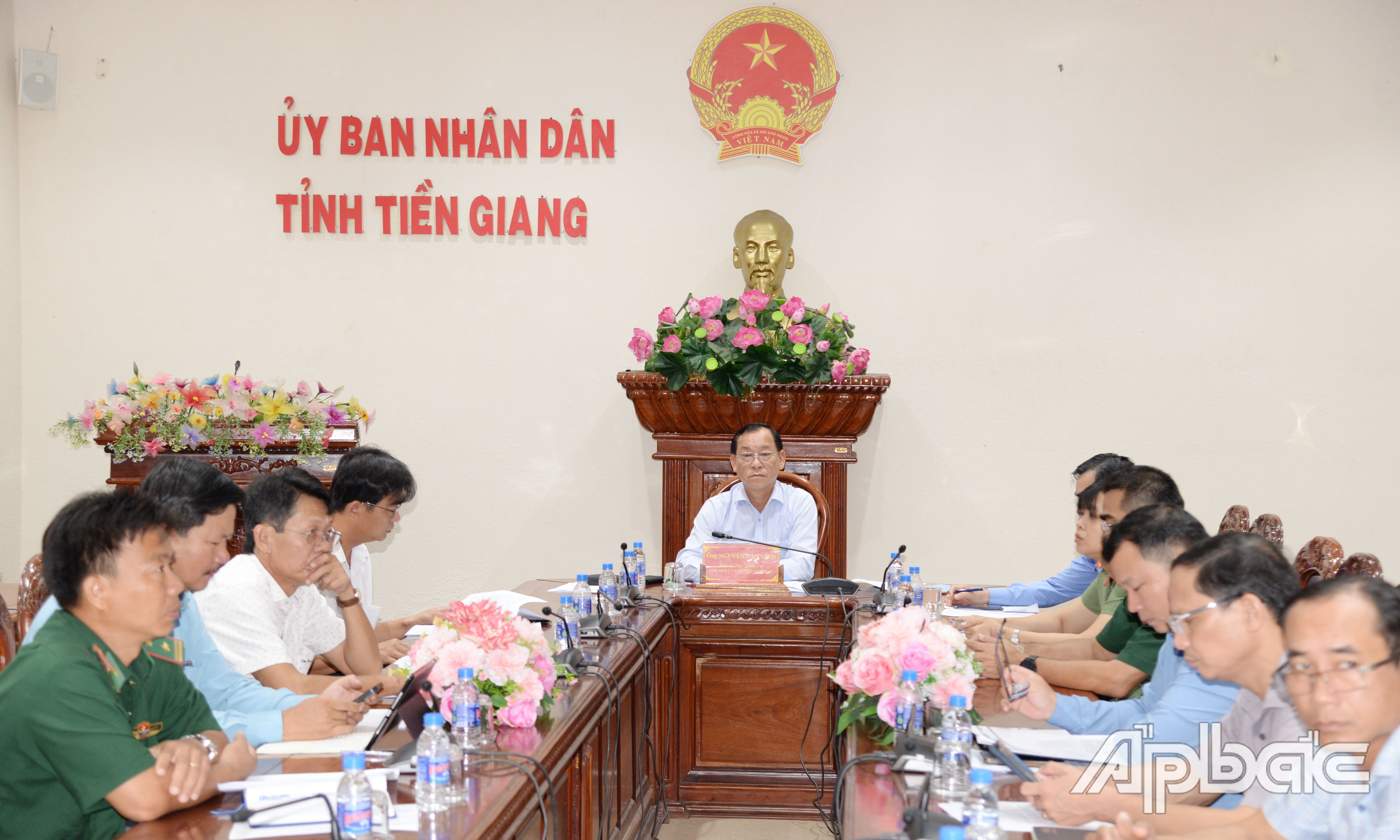 Quang cảnh hội nghị tại điểm cầu tỉnh Tiền Giang.