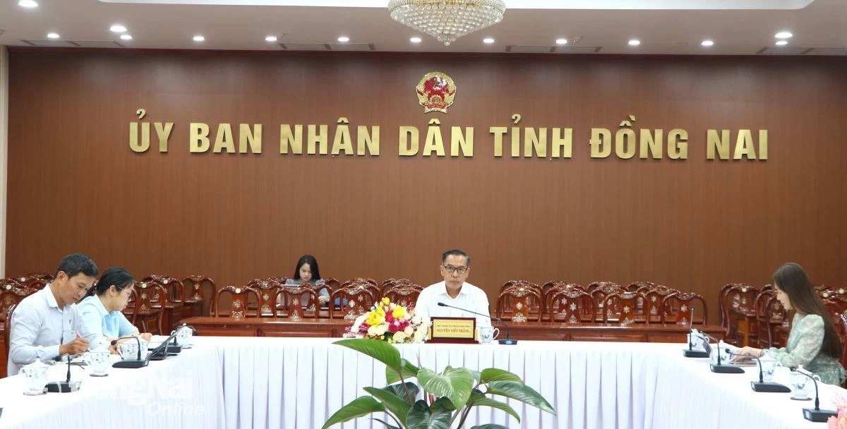 Des représentants de la province de Dong Nai ont assisté à la conférence en ligne au pont de Dong Nai. Photo : Ngoc Lien