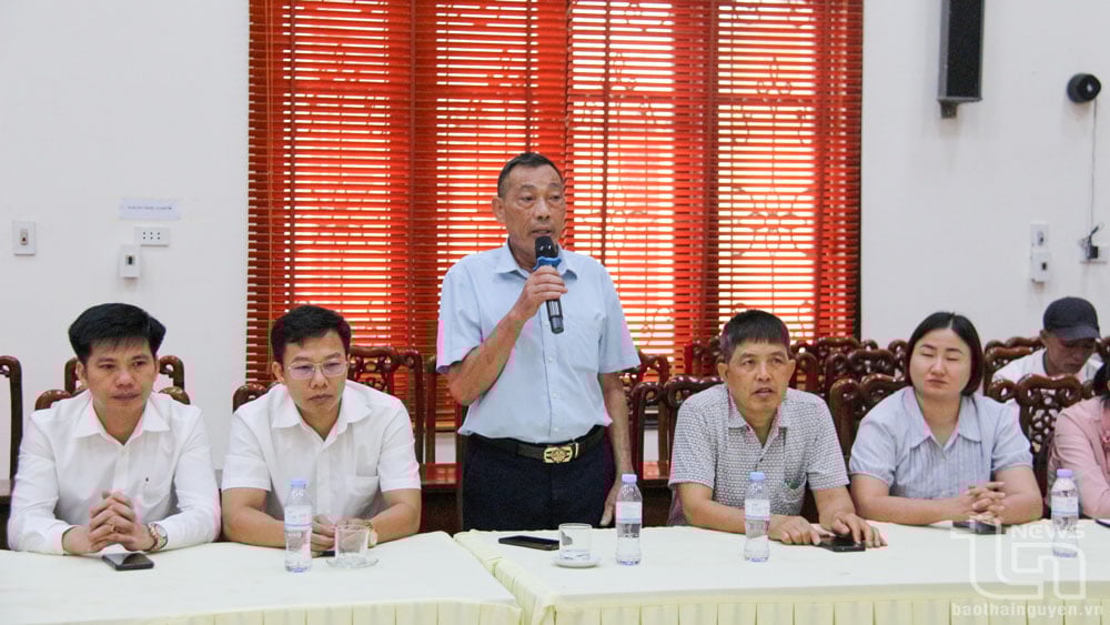 Representatives of Pham 2 hamlet, Duong Thanh commune (Phu Binh) shared experiences in implementing environmental protection work in residential areas.