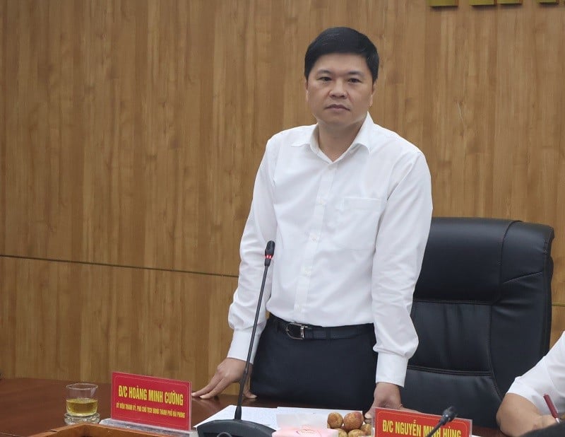 Ông Hoàng Minh Cường, Phó Chủ tịch UBND thành phố Hải Phòng phát biểu tại buổi làm việc