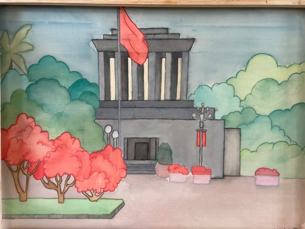 Lăng Bác. Lụa của Vũ Tuệ Anh (Lớp Trung cấp hội hoạ K12).