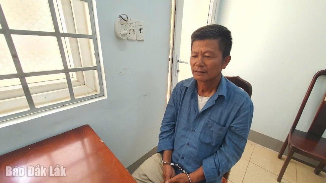 Đối tượng Kỳ tại cơ quan công an.