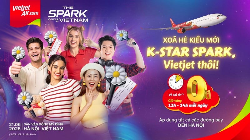 Săn vé bay 0 đồng, tận hưởng mùa hè rực rỡ với đại nhạc hội K-STAR SPARK IN VIETNAM cùng Vietjet