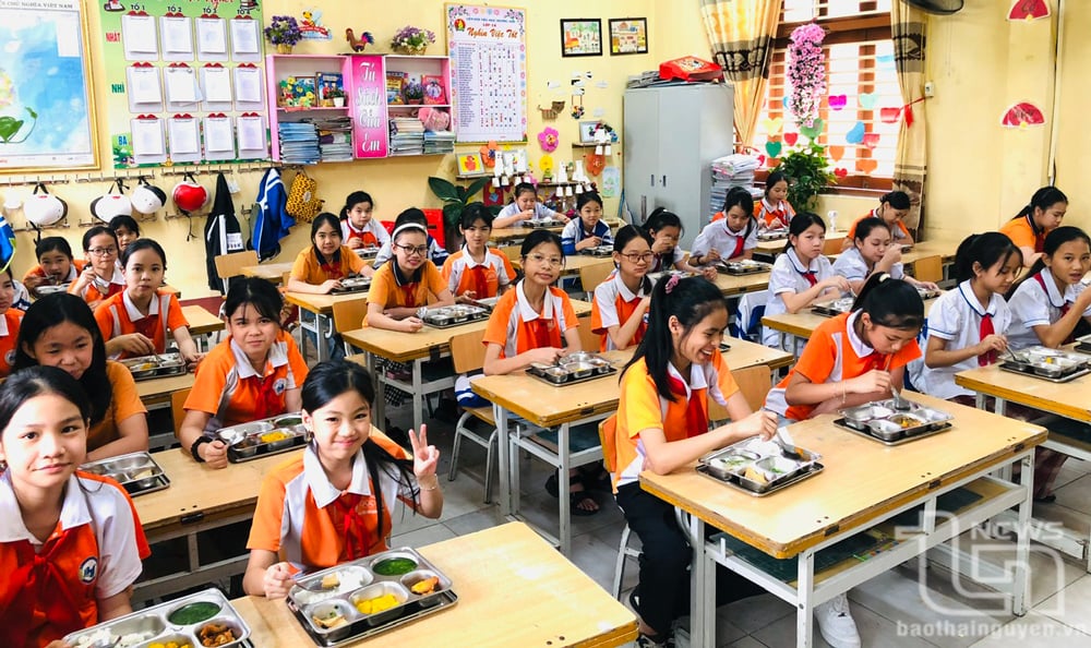 អាហារថ្ងៃត្រង់សម្រាប់សិស្សសាលាបឋមសិក្សា Huong Son (ទីក្រុង Thai Nguyen) ដែលផ្តល់ដោយ VAS Group។