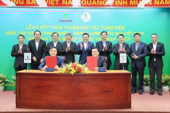 Petrovietnam General Director Le Ngoc Son and VRG General Director Le Thanh Hung signed a comprehensive cooperation agreement between the two Groups.