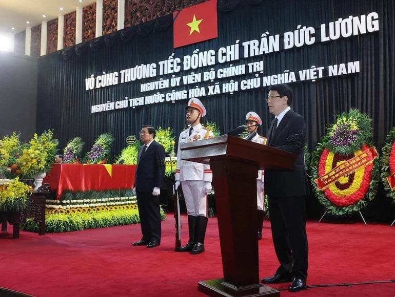 Chủ tịch nước Lương Cường, Trưởng Ban Lễ tang đọc Lời điếu