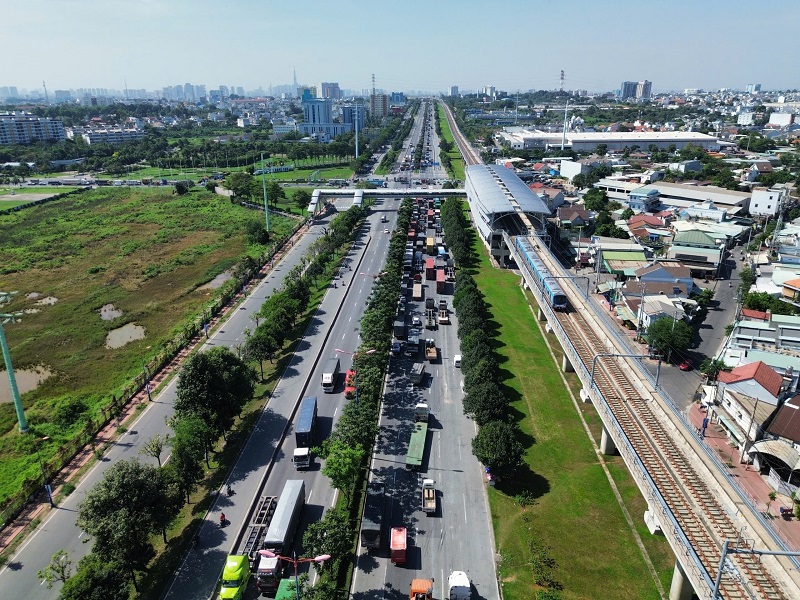 La línea 1 del metro de Binh Duong conectará con la línea 1 (Ben Thanh - Suoi Tien) de la ciudad de Ho Chi Minh. Foto: Le Toan
