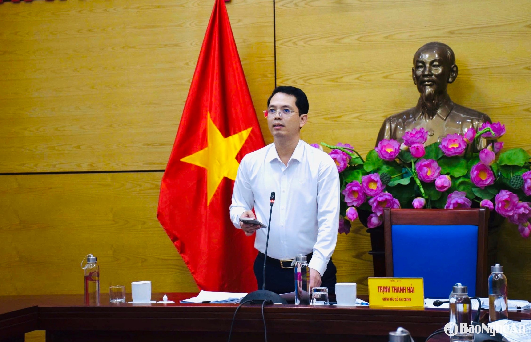 Đồng chí Trịnh Thanh Hải - Giám đốc Sở Tài chính phát biểu tại hội nghị