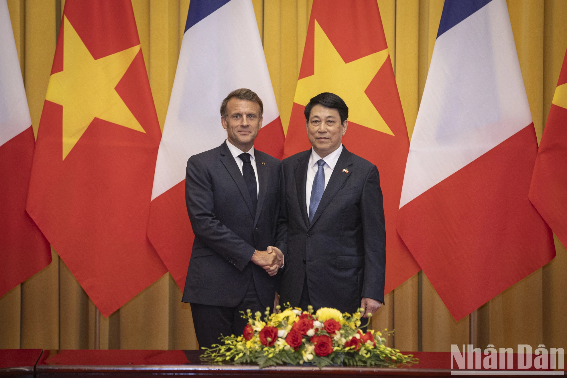 [Ảnh] Chủ tịch nước Lương Cường hội đàm với Tổng thống Pháp Emmanuel Macron ảnh 6