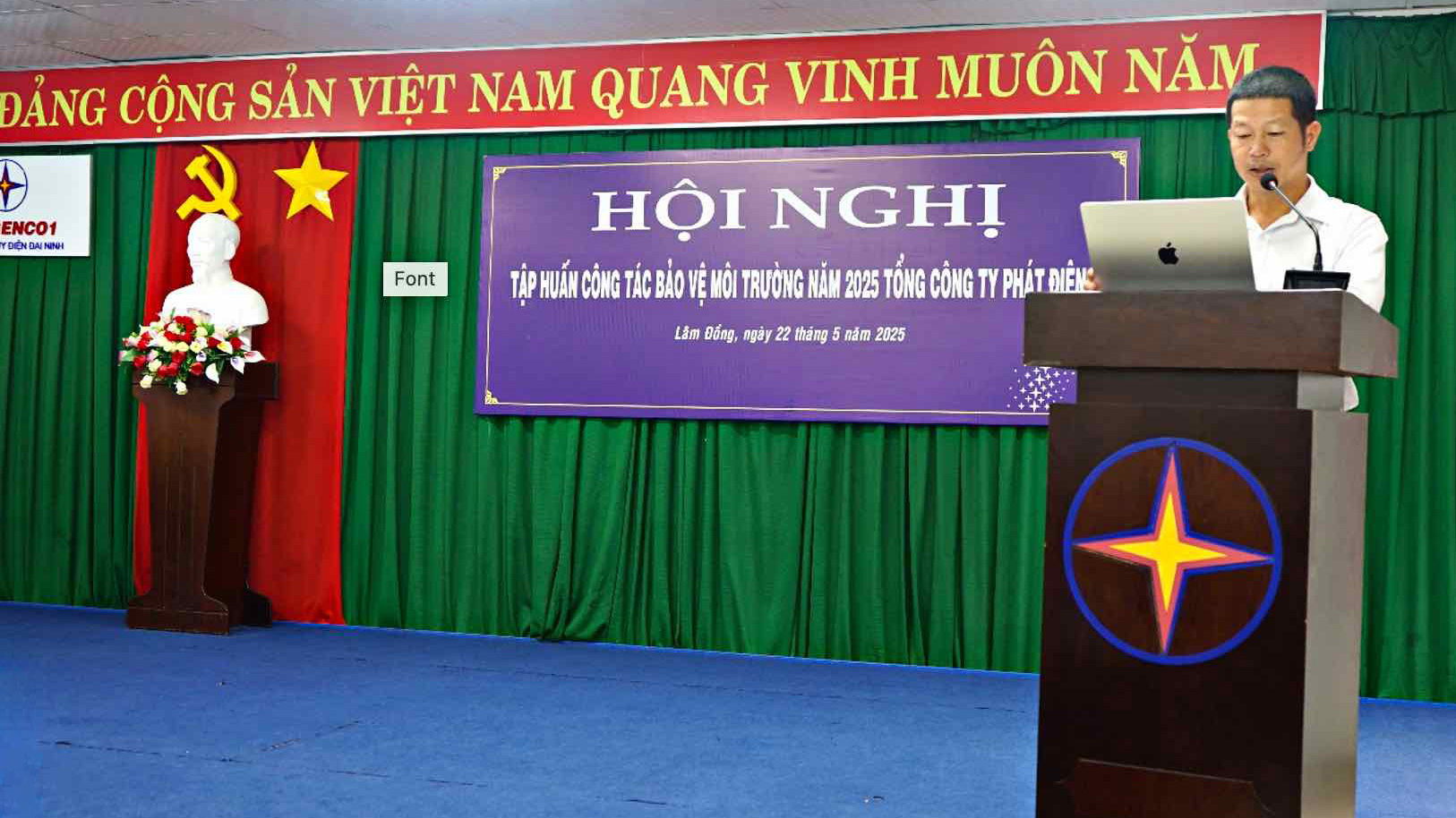 Ông Nguyễn Viết Tài - Phó Giám đốc Công ty Thủy điện Đại Ninh phát biểu khai mạc Hội nghị