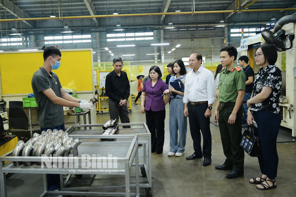 تفقد الوفد الوضع الفعلي في شركة SJG Sejung Vietnam Co., Ltd.