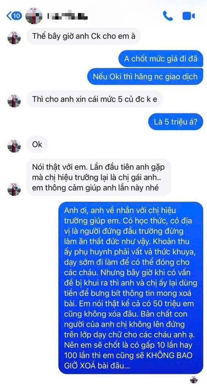 Vụ chi quỹ phụ huynh gần 200 triệu đồng: Xuất hiện tin nhắn gợi ý chi tiền gỡ thông tin- Ảnh 1.