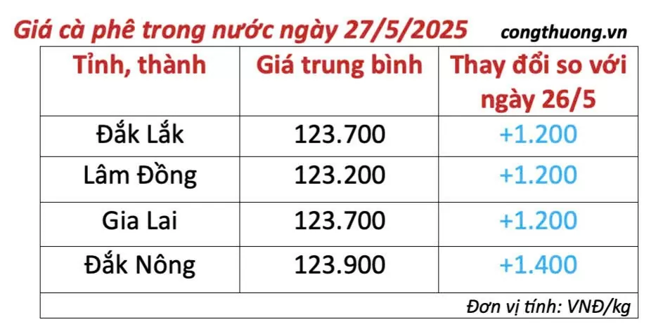 Dự báo giá cà phê ngày mai 28/5/2025, trong nước tăng nhẹ