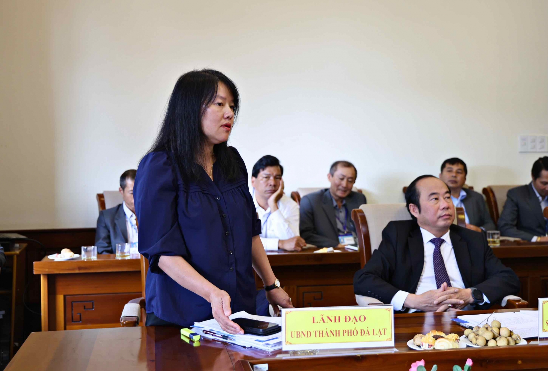 Die stellvertretende Vorsitzende des Volkskomitees der Stadt Da Lat, Tran Thi Vu Loan, spricht  