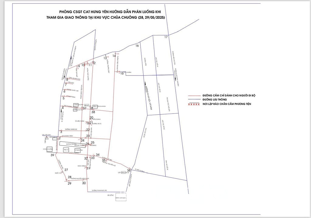 ผังการจราจรบริเวณวัดเจดีย์อง (เมืองหุ่งเอี้ยน) วันที่ 28 - 29 พ.ค.