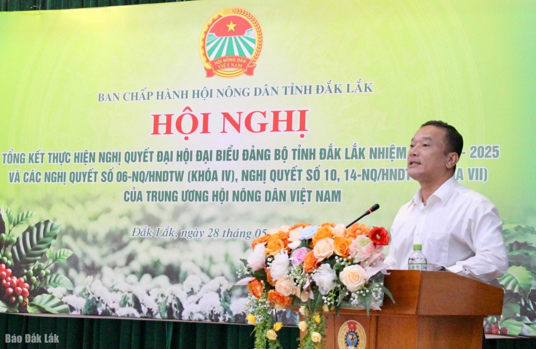 Der Vorsitzende des Komitees der Vietnamesischen Vaterländischen Front der Provinz Y Giang, Gry Nie Knong, hielt auf der Konferenz eine Rede.