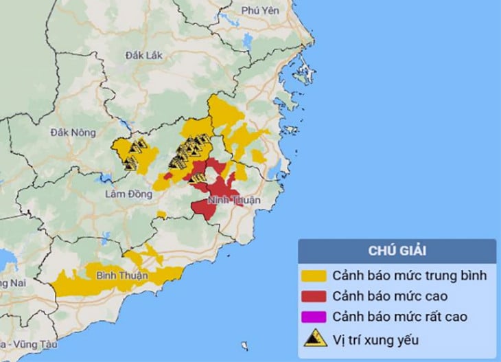 Cơ quan chuyên môn cảnh báo một só điểm nguy cơ sạt lở đất khu vực Nam Trung Bộ.