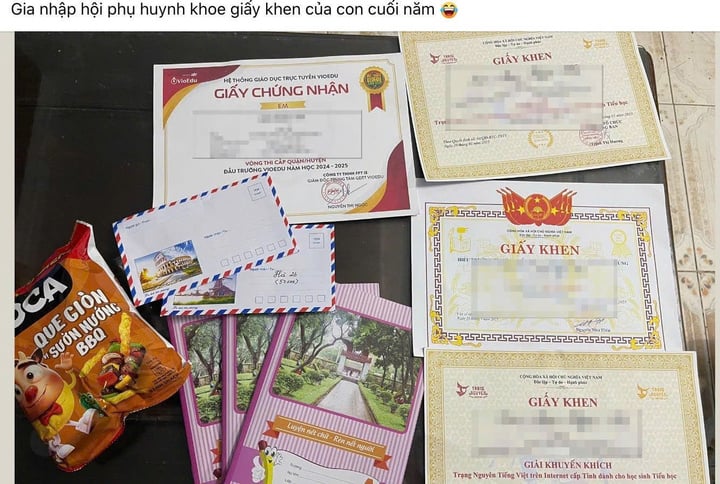 Phụ huynh khuynh thành tích của con trên mạng xã hội. (Ảnh: Chụp màn hình)
