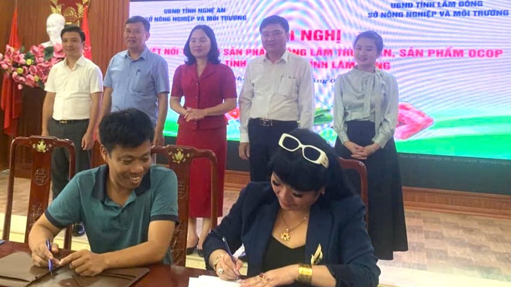 Ký kết Biên bản ghi nhớ giữa Liên hiệp HTX Du lịch sinh thái Dâu tằm tơ Việt Nam, tỉnh Lâm Đồng (bên cung ứng nông sản) với Công ty Rau sạch xứ Nghệ, tỉnh Nghệ An (bên tiêu thụ nông sản)