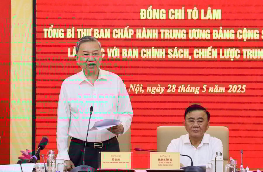 Tổng Bí thư Tô Lâm phát biểu kết luận cuộc làm việc với Ban Chính sách, chiến lược Trung ương về quản lý thị trường vàng