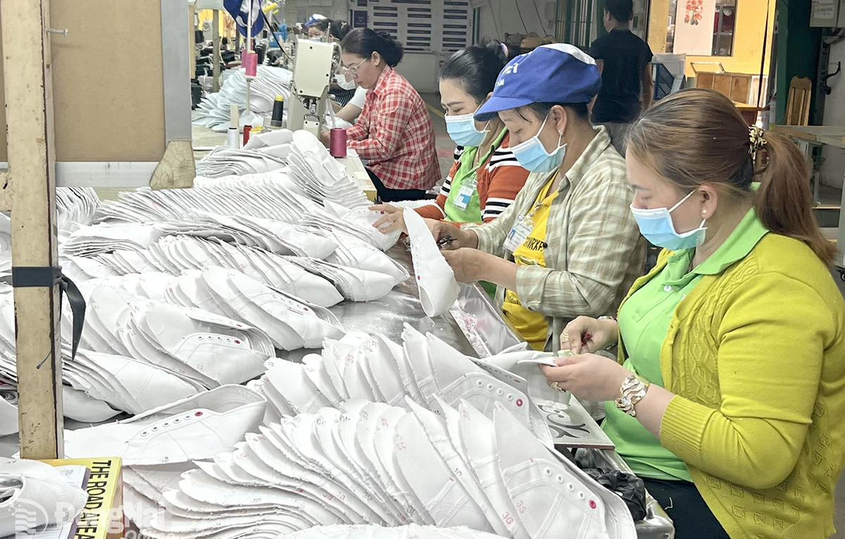 Sản xuất giày da tại Cụm công nghiệp Phú Thạnh - Vĩnh Thanh (huyện Nhơn Trạch), một trong 5 cụm công nghiệp có hệ thống xử lý  nước thải đang trong giai đoạn vận hành thử nghiệm. Ảnh:H.Lộc