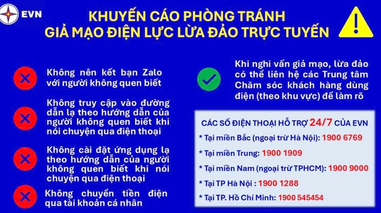 EVN khuyến cáo người dân cảnh giác với 'chiêu trò' giả mạo điện lực để lừa đảo trực tuyến- Ảnh 1.