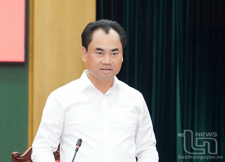 Đồng chí Bí thư Tỉnh ủy Thái Nguyên Trịnh Việt Hùng phát biểu tại Hội nghị.