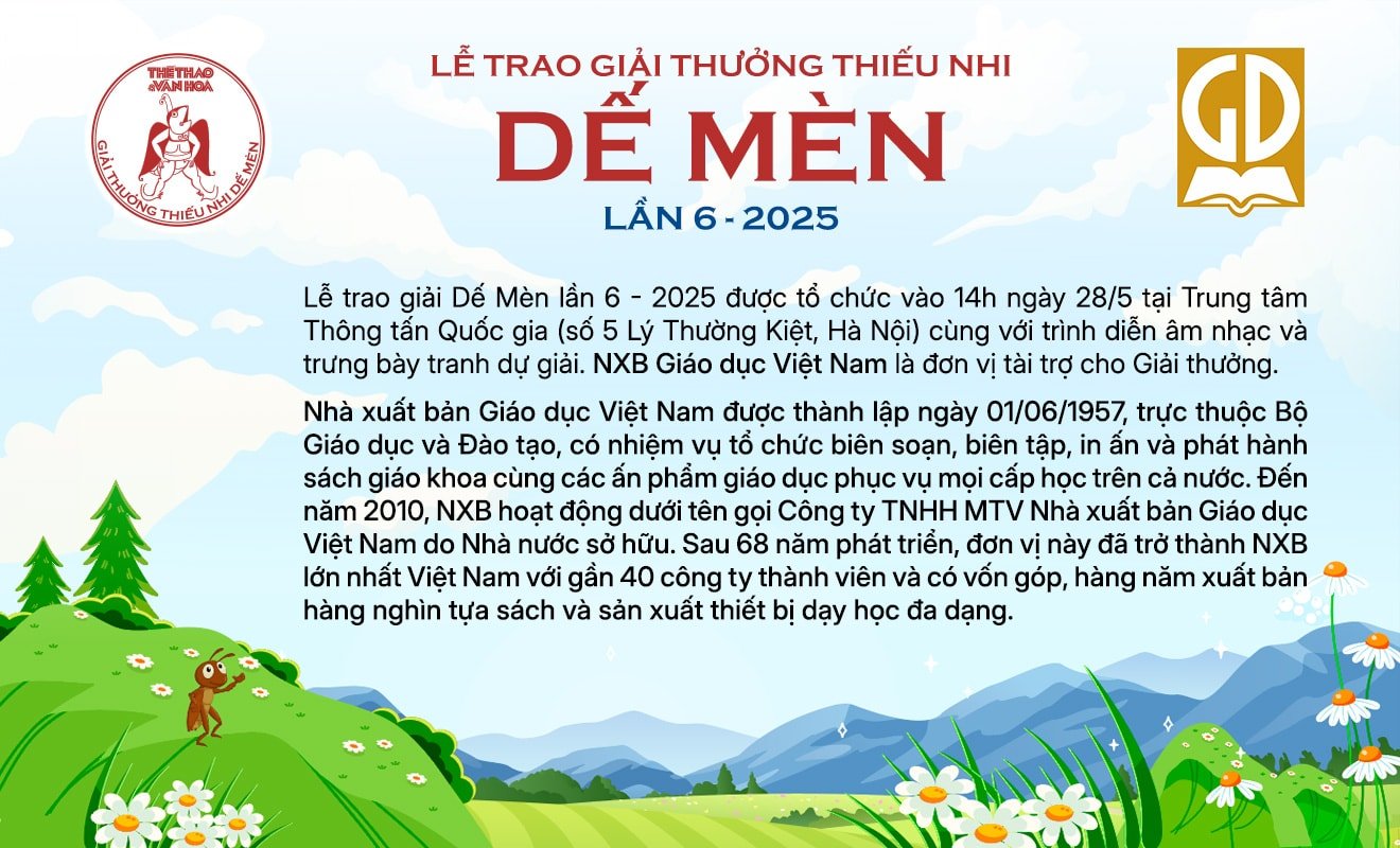 Trao giải thưởng Thiếu nhi Dế Mèn lần 6 - 2025: 
