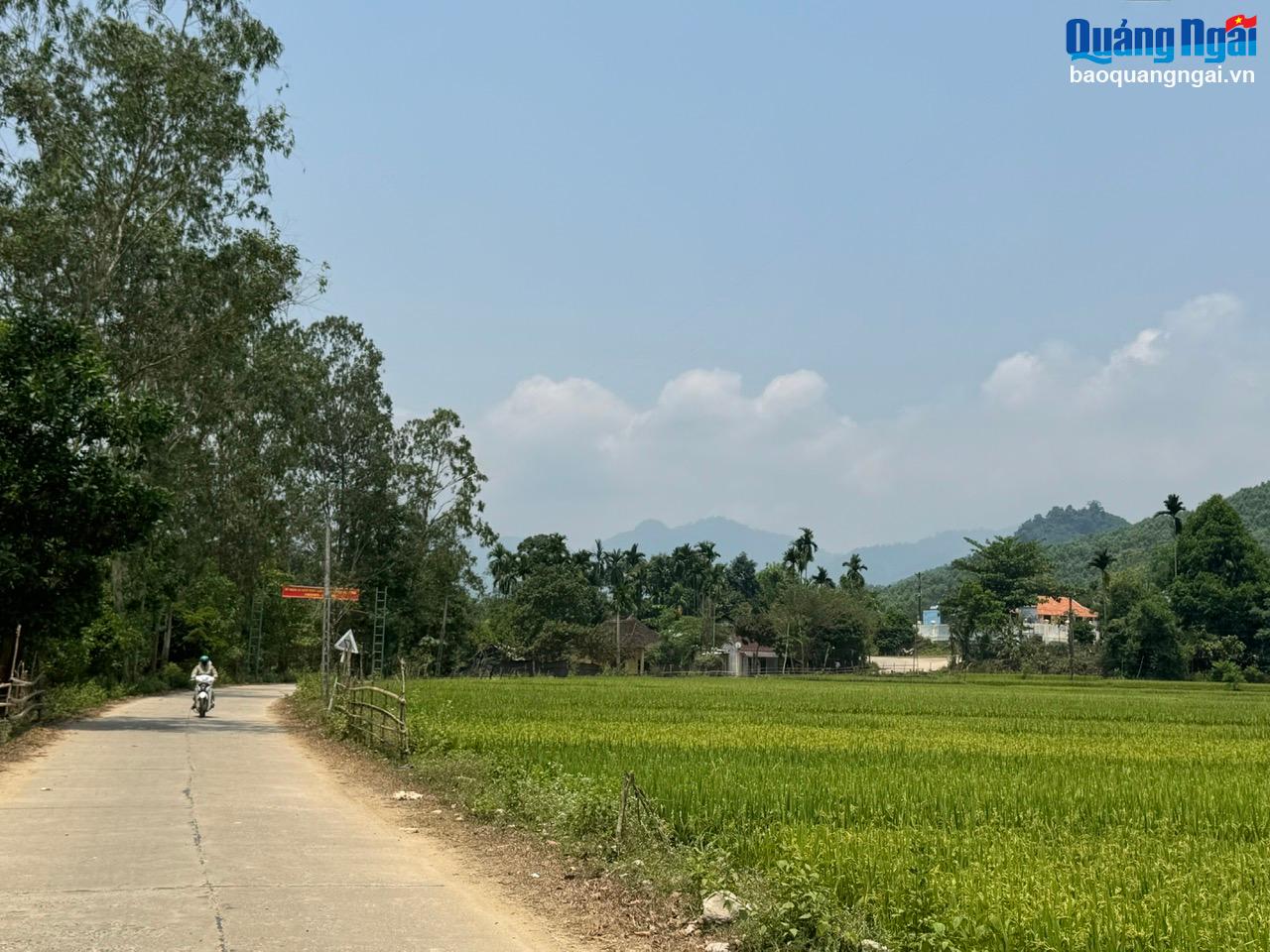 Đường về thôn Trà Ót, xã Trà Tân (Trà Bồng) đã được bê tông sạch sẽ, tạo điều kiện cho người dân đi lại, trẻ con đến trường.
