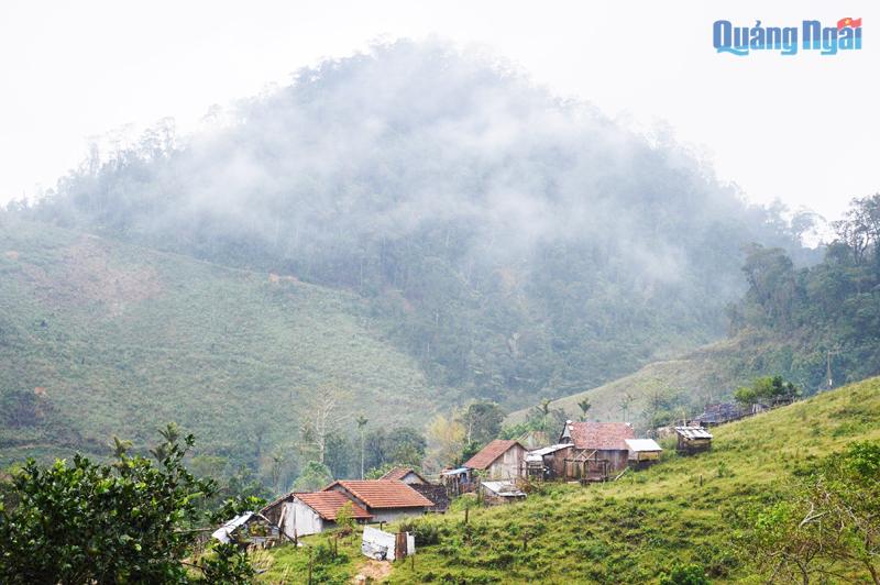 Thôn Quế, xã Trà Bùi (Trà Bồng) dưới chân núi Cà Đam.   Ảnh: N.VIÊN