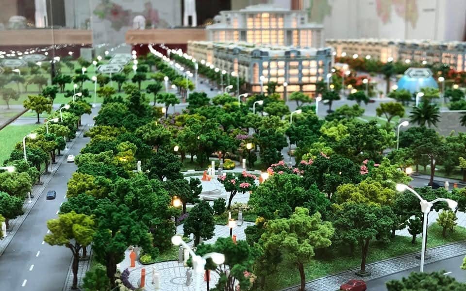 Phối cảnh khu công viên cây xanh phía sau Quảng trường Võ Nguyên Giáp. 